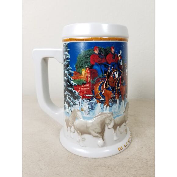 Budweiser Beer Stein Mug Holiday 2005 Handcrafted Brazil 7" Ceramarte Vintage - Picture 1 of 12